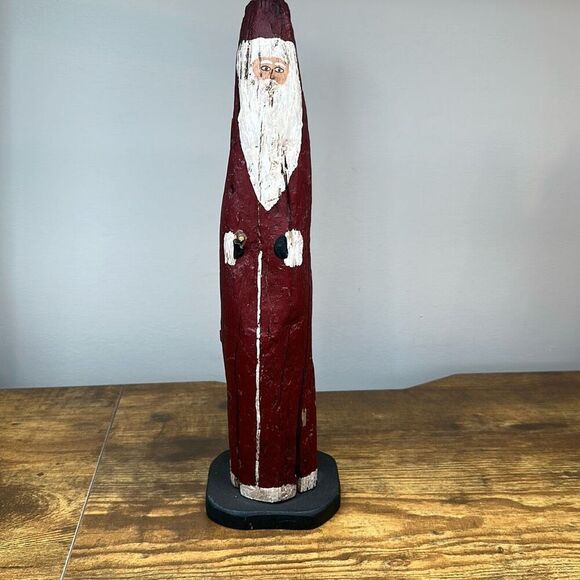 Vintage Hand Carved Wooden Santa Lake Erie Driftwood 1992 Handpainted 13” - Picture 1 of 8